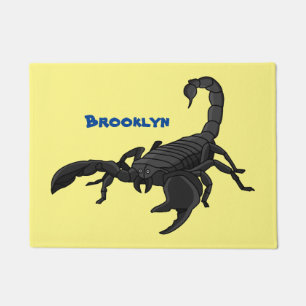 Black hungry scorpion cartoon illustration doormat