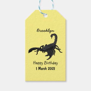 Black hungry scorpion cartoon illustration gift tags
