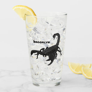 Black hungry scorpion cartoon illustration glass