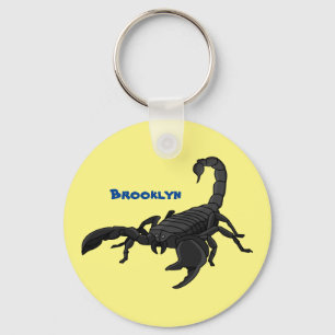 Black hungry scorpion cartoon illustration key ring