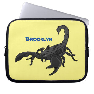 Black hungry scorpion cartoon illustration  laptop sleeve
