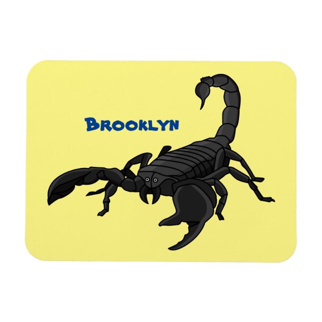 Black hungry scorpion cartoon illustration magnet (Horizontal)