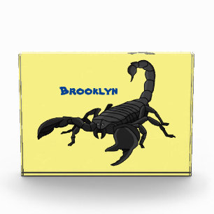 Black hungry scorpion cartoon illustration photo block