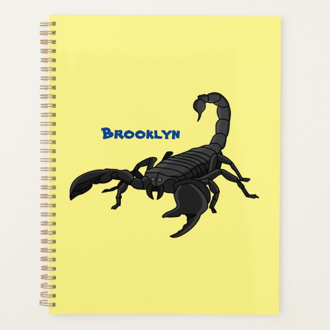 Black hungry scorpion cartoon illustration  planner (Front)