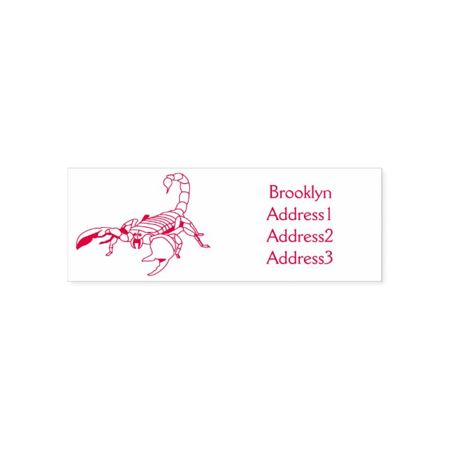 Black hungry scorpion cartoon illustration self-inking stamp (Design)