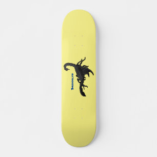 Black hungry scorpion cartoon illustration  skateboard