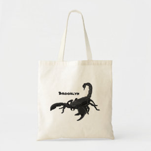 Black hungry scorpion cartoon illustration tote bag
