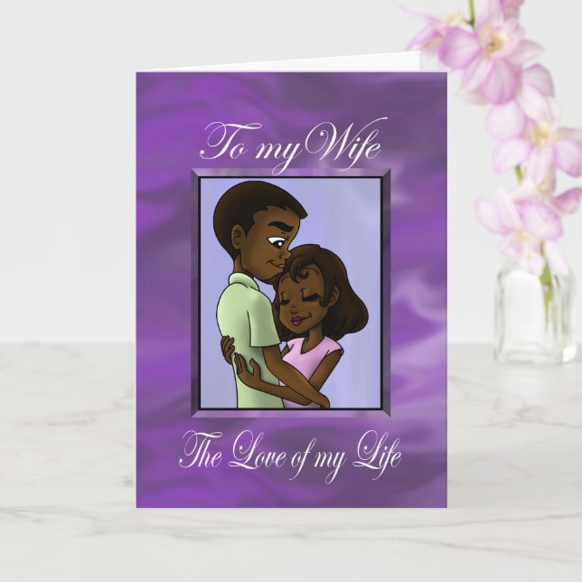 Black Husband and Wife Card (Orchid)