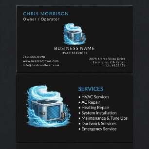 Black HVAC Services Professional Business Card