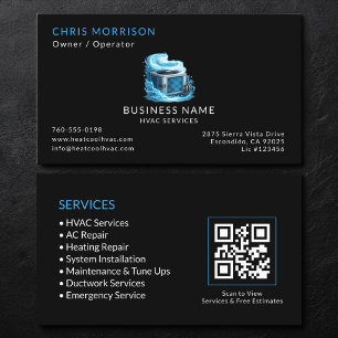 Black HVAC Services QR Code Business Card