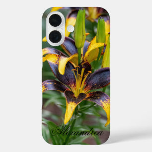 Black Hybrid Lily – Striking Flower Photography iPhone 16 Case