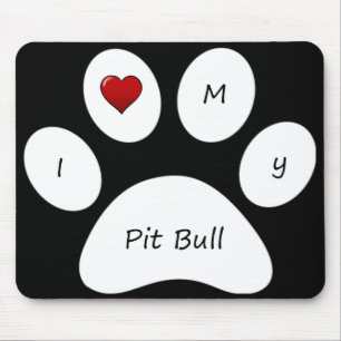 Black I Love My Pit Bull Mouse Pad