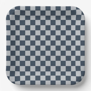 Black ice checkered board pattern paper plate