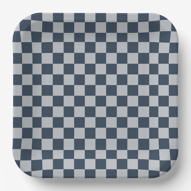 Black ice checkered board pattern paper plate (Front)