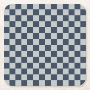 Black ice checkered board pattern square paper coaster