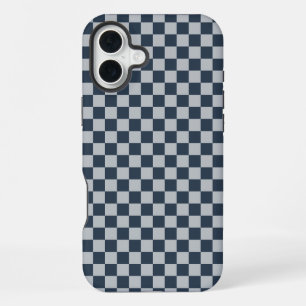 Black ice chequered board pattern iPhone 16 plus case