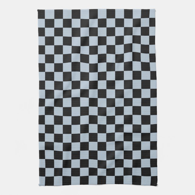 Black ice chequered pattern tea towel (Vertical)