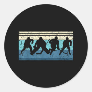 Black Ice Hockey Classic Round Sticker