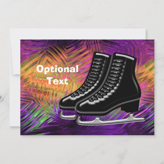 Black  Ice Skates & Technicolor - Customisable Invitation (Front)