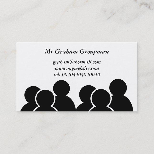 Black Icon People Business Card (Front)