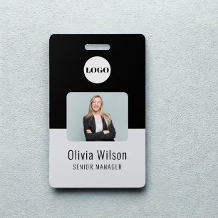 Black ID Card Business Logo Employee Photo Badge