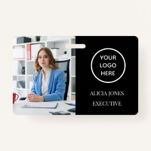 Black ID Card Company Employee Badge Modern ID Badge