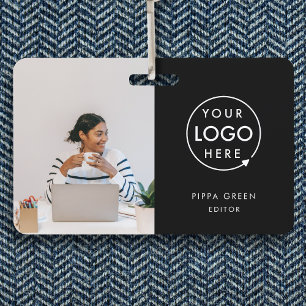 Black ID Card   Modern Minimalist Company Employee ID Badge