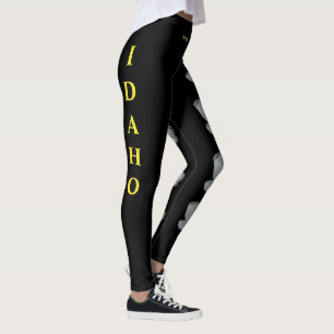 Black Idaho State Syringa Flower Leggings