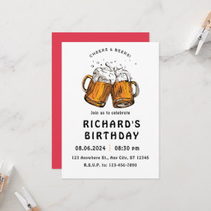 Black Illustrated Birthday  Invitation