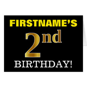 Black, Imitation Gold "2nd BIRTHDAY" Card