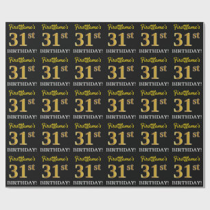 Black, Imitation Gold "31st BIRTHDAY" Wrapping Paper