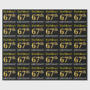 Black, Imitation Gold "67th BIRTHDAY" Wrapping Paper