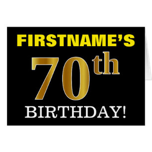 Black, Imitation Gold "70th BIRTHDAY" Card