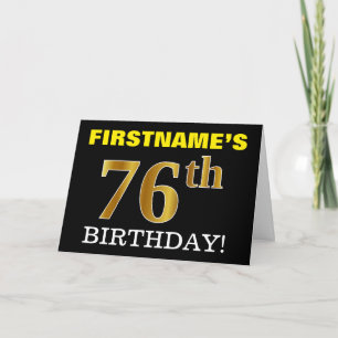 Black, Imitation Gold "76th BIRTHDAY" Card