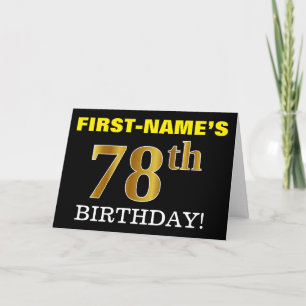 Black, Imitation Gold "78th BIRTHDAY" Card