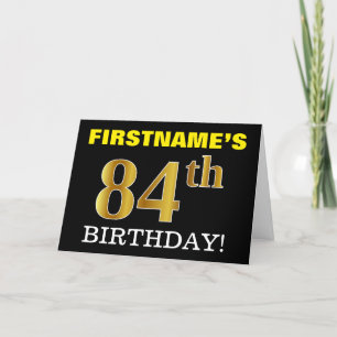Black, Imitation Gold "84th BIRTHDAY" Card