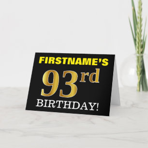 Black, Imitation Gold "93rd BIRTHDAY" Card