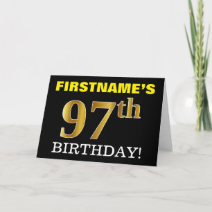 Black, Imitation Gold "97th BIRTHDAY" Card