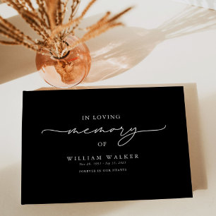 Black In Loving Memory Memorial Funeral Guest Book