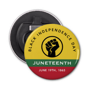 Black Independence Day Juneteenth 1865 Curved Text Bottle Opener