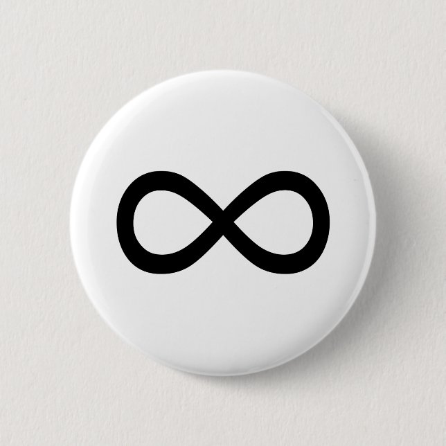 Black Infinity Symbol 6 Cm Round Badge (Front)