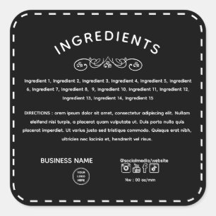 Black Ingredient Direction With Logo Product Label