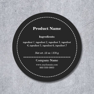 Black  Ingredient List Label Sticker