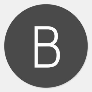 Black Initial Letter Monogram Modern Classic Round Sticker