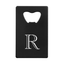 Black Initial Stainless Steel Bottle Opener