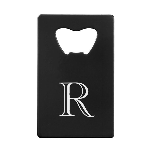 Black Initial Stainless Steel Bottle Opener (Front)