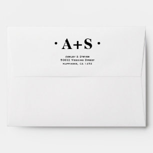 Black initials bold typography wedding envelope