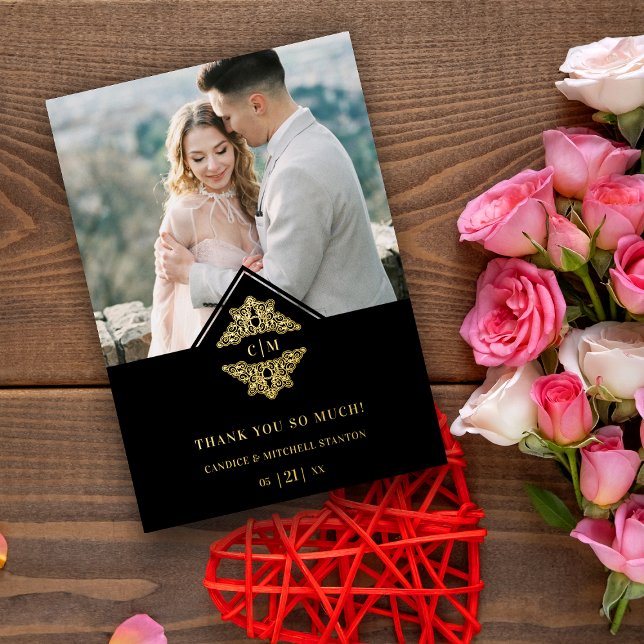 Black Initials Golden Chic Lace Romantic Wedding (Creator Uploaded)