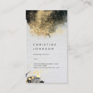 black ink and faux glitter business card
