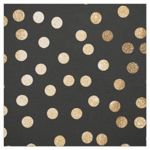 Black Ink and Gold City Dots Fabric